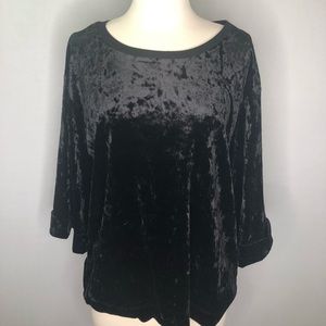 Supplies Black Velvet Velour Velvety top shirt